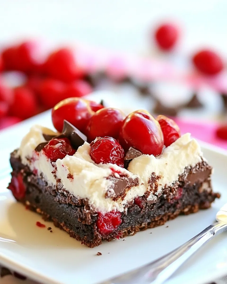 Easy Cherry Brownie Dream Bars food shot