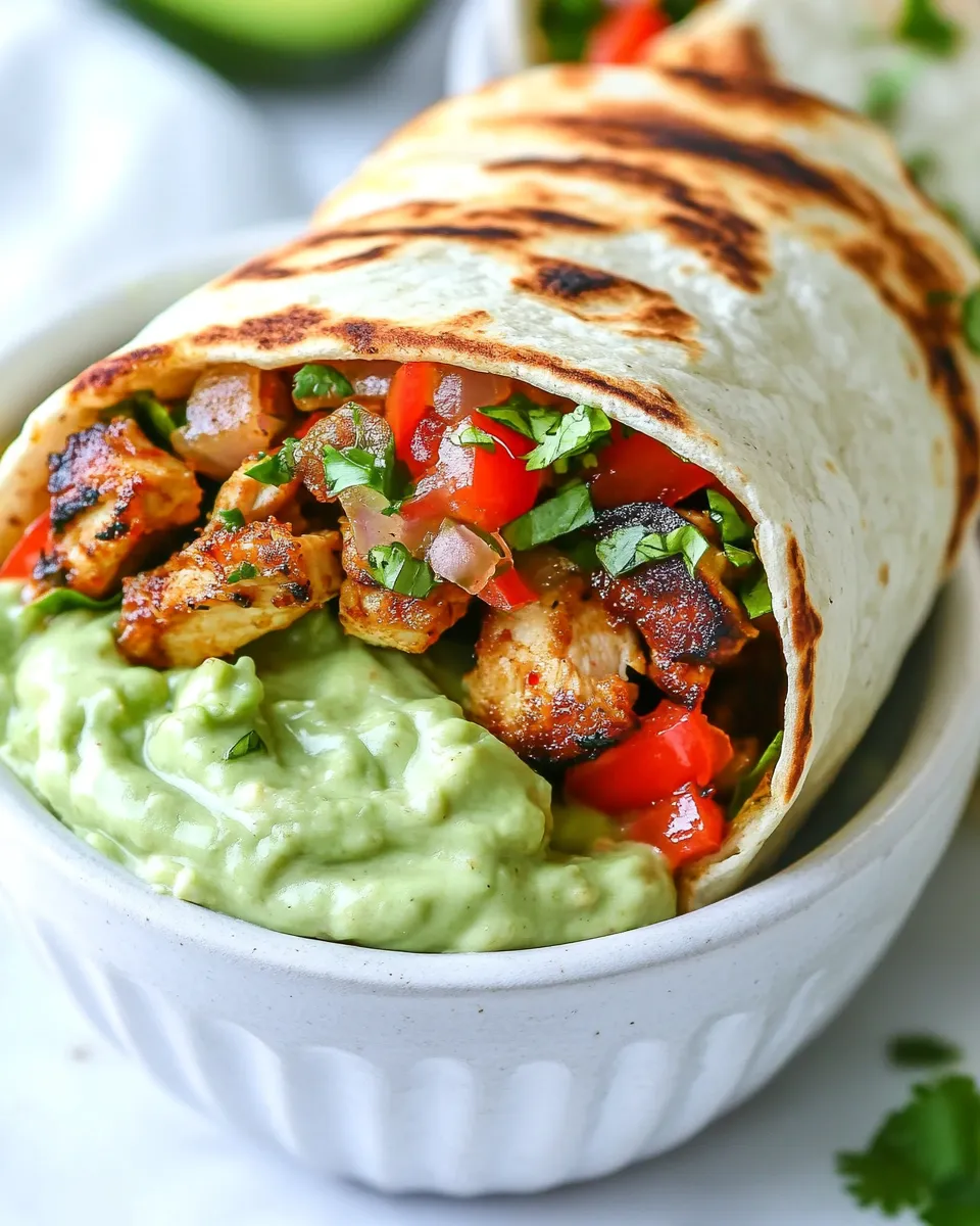 Classic Chicken Fajita Wraps with Creamy Avocado Dip dish photo