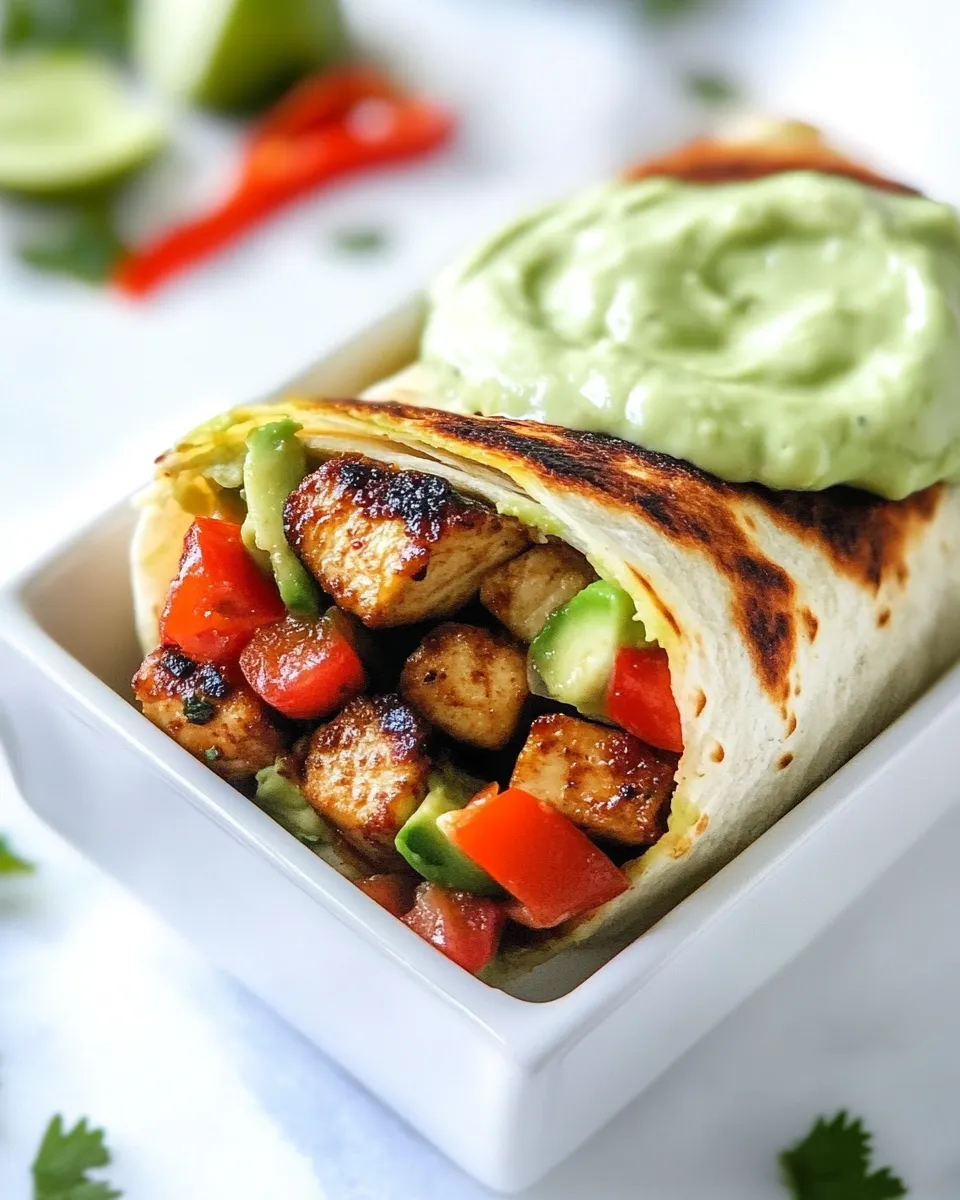 Delicious Chicken Fajita Wraps with Creamy Avocado Dip plate image