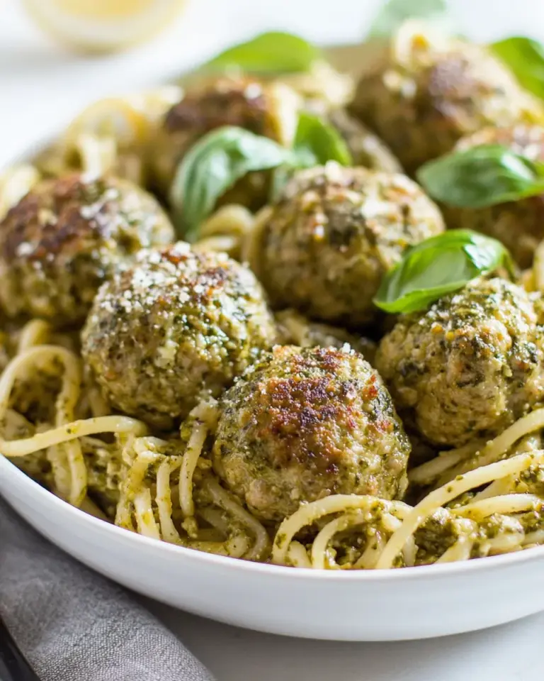 Homemade Chicken Pesto Meatballs recipe photo