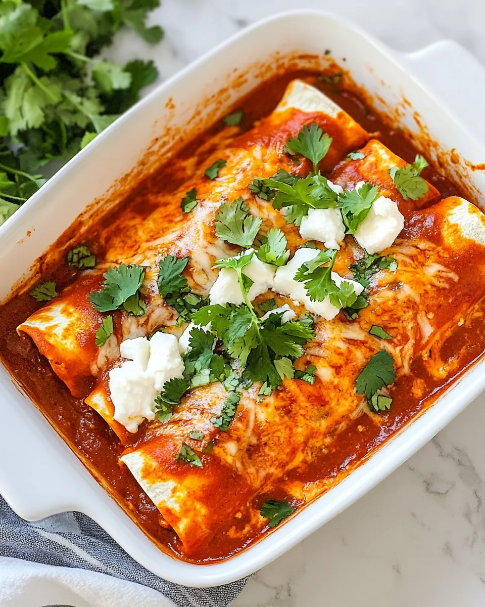 Delicious Chicken & Goat Cheese Enchiladas shot