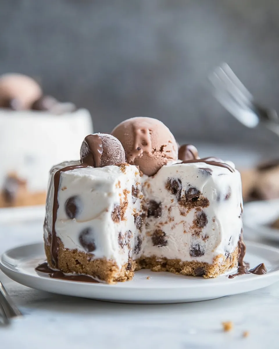 Easy Chickpea Cookie Dough Homemade Ice Cream Cake food shot