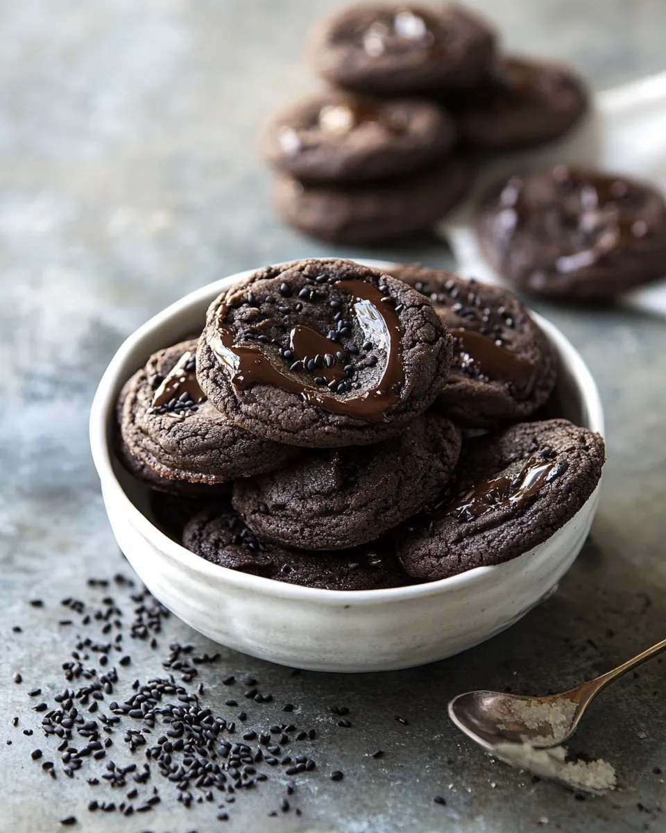 Delicious Chocolate Black Sesame Cookies food shot