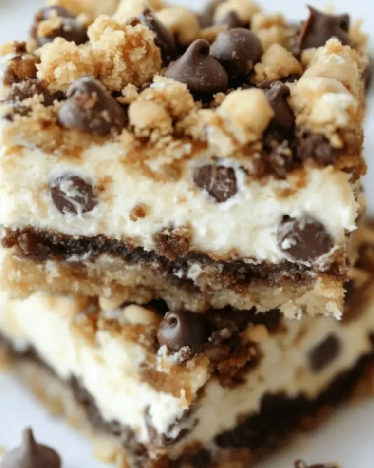 Homemade Chocolate Chip Cookie Dough Cheesecake Bar photo