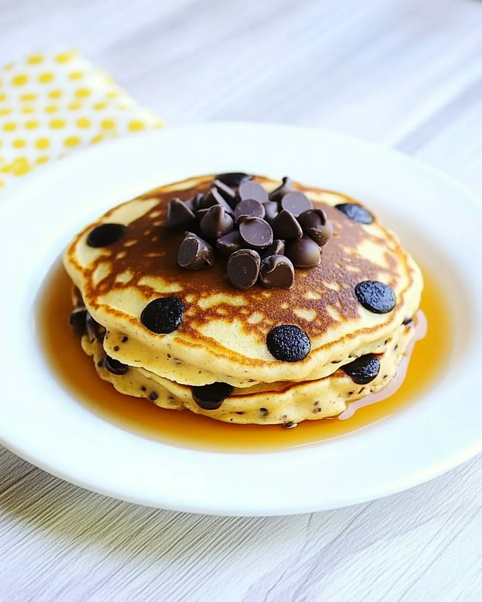 Easy Chocolate Chip Oatmeal Pancakes food shot