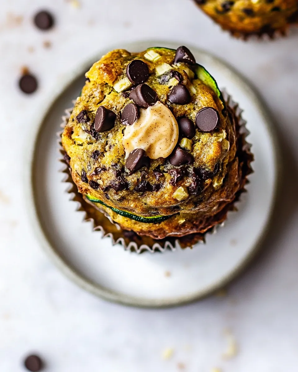 Classic Chocolate Chip Zucchini Banana Muffinswith Cinnamon Honey Butter. dish photo