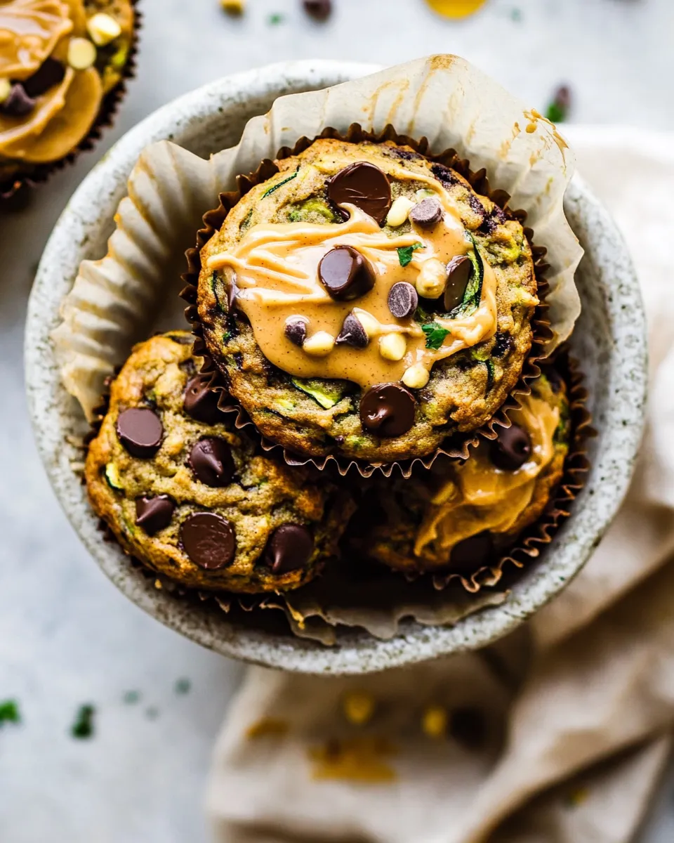 Delicious Chocolate Chip Zucchini Banana Muffinswith Cinnamon Honey Butter. plate image
