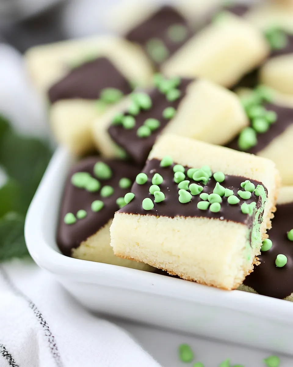 Homemade Chocolate Dipped Mint Shortbread Cookies recipe photo