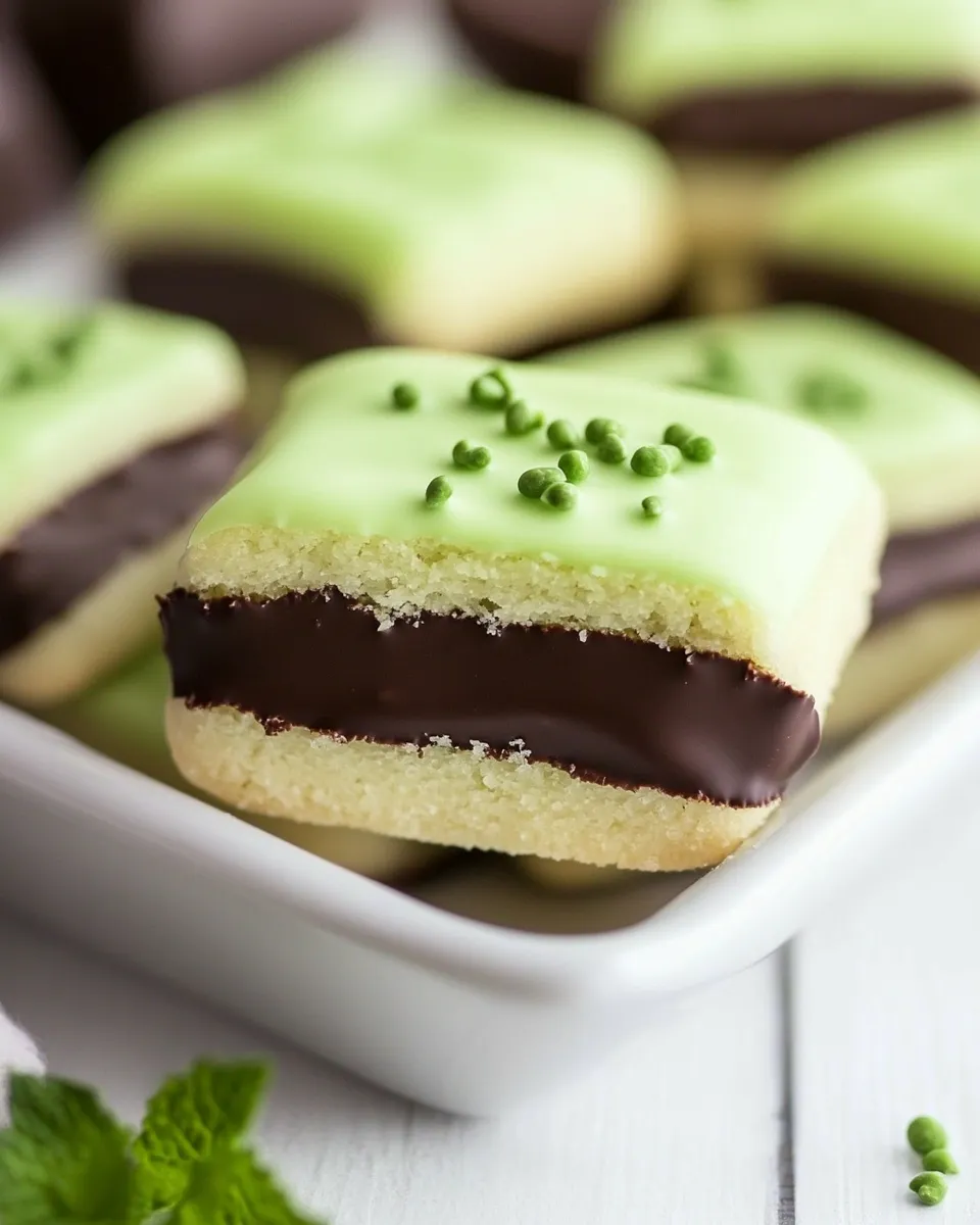 Classic Chocolate Dipped Mint Shortbread Cookies dish photo