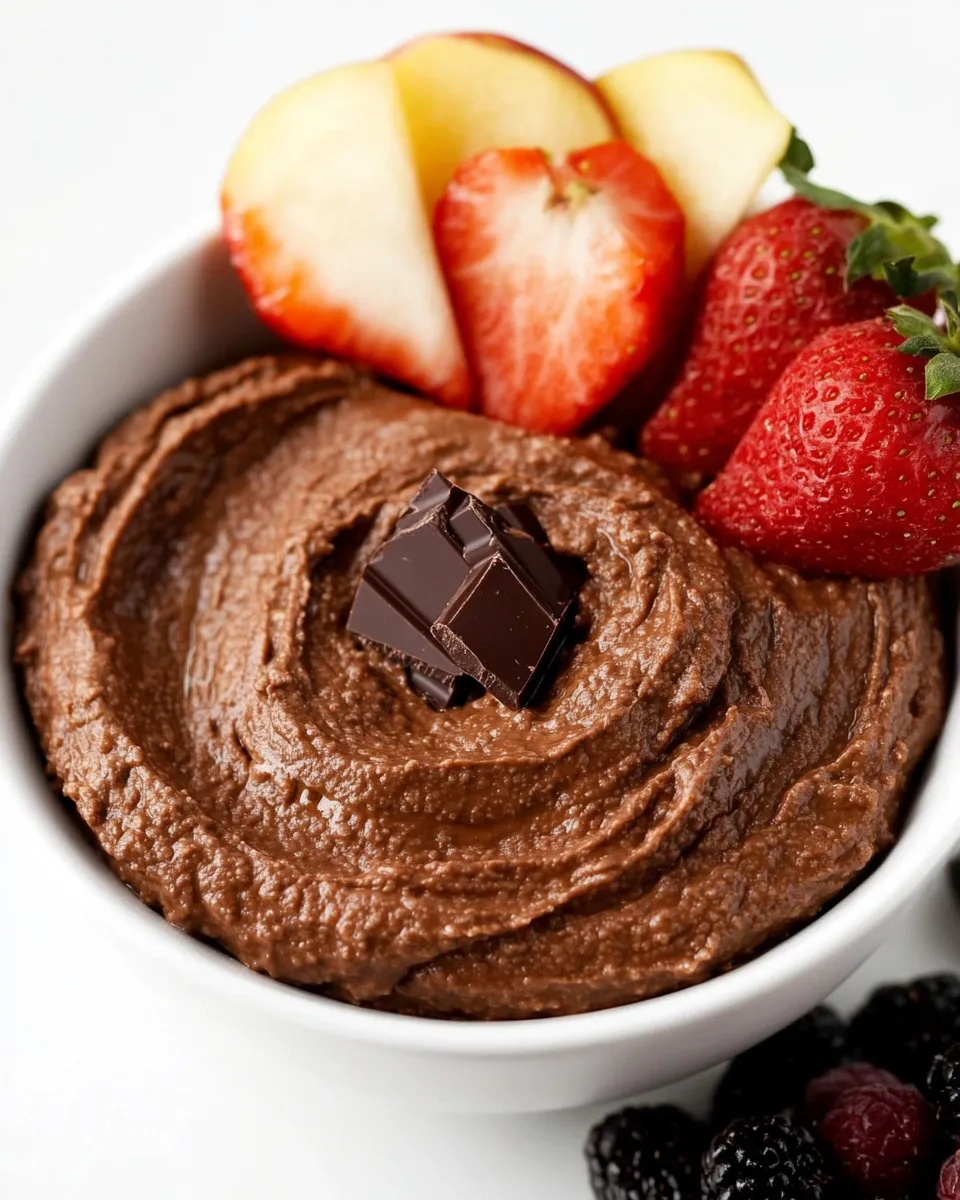 Easy Chocolate Hummus Fruit Dip food shot