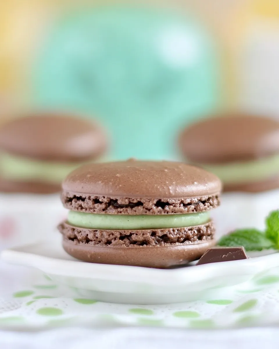 Homemade Chocolate Mint Macarons recipe photo