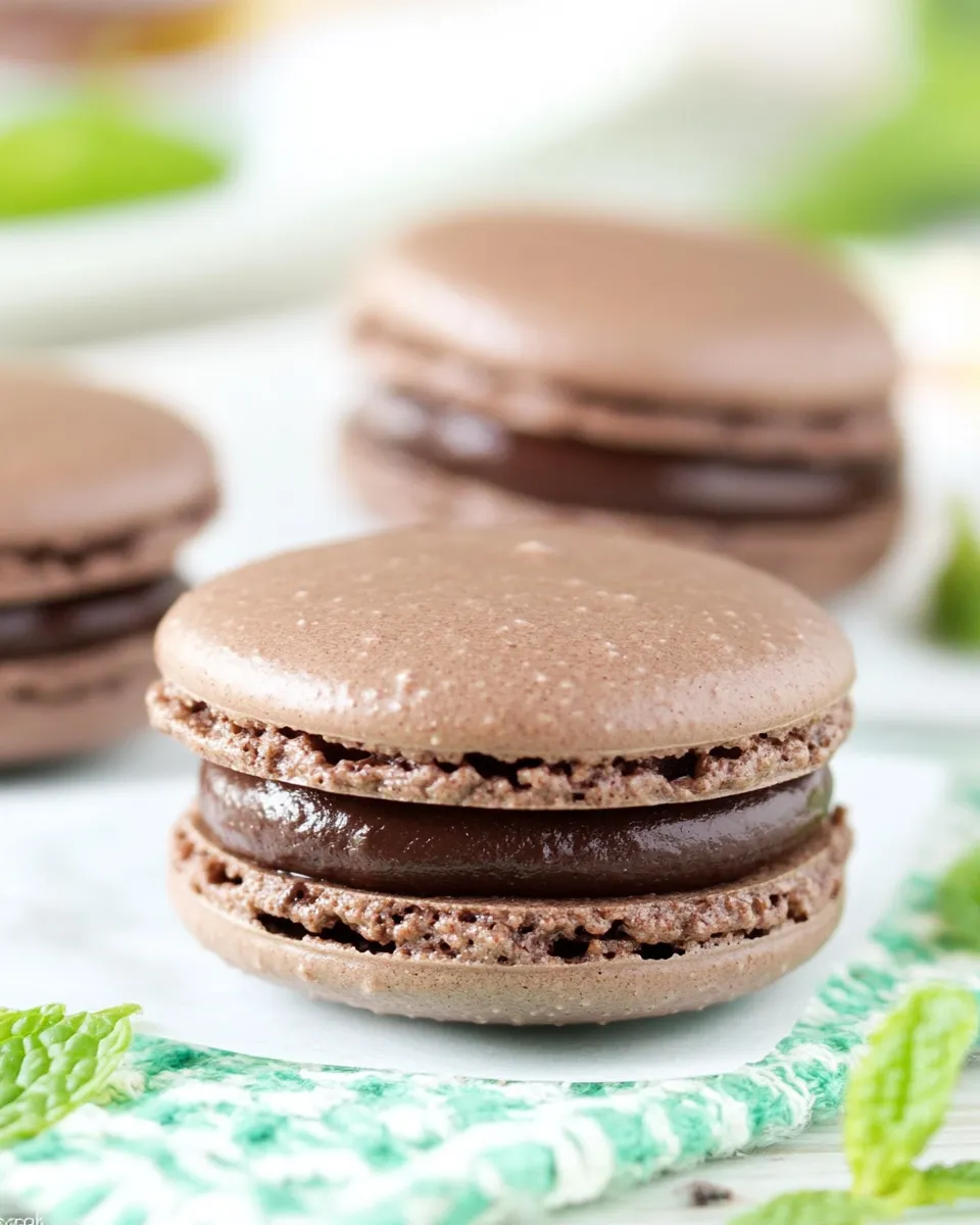 Delicious Chocolate Mint Macarons plate image