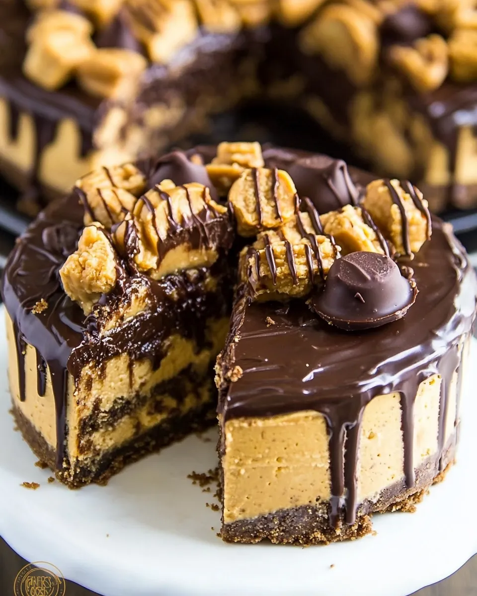 Classic Chocolate Peanut Butter Cup Cheesecake image