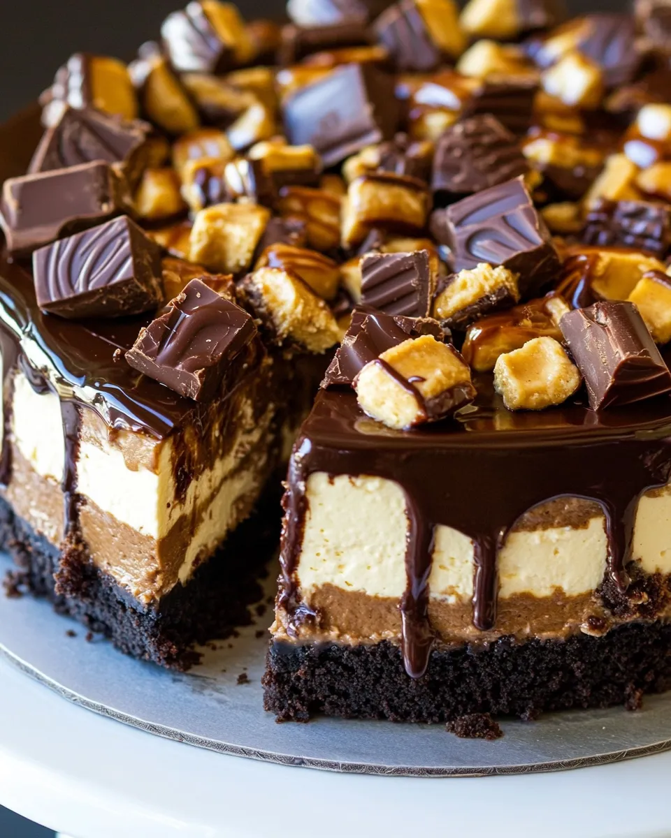 Easy Chocolate Peanut Butter Cup Cheesecake recipe image