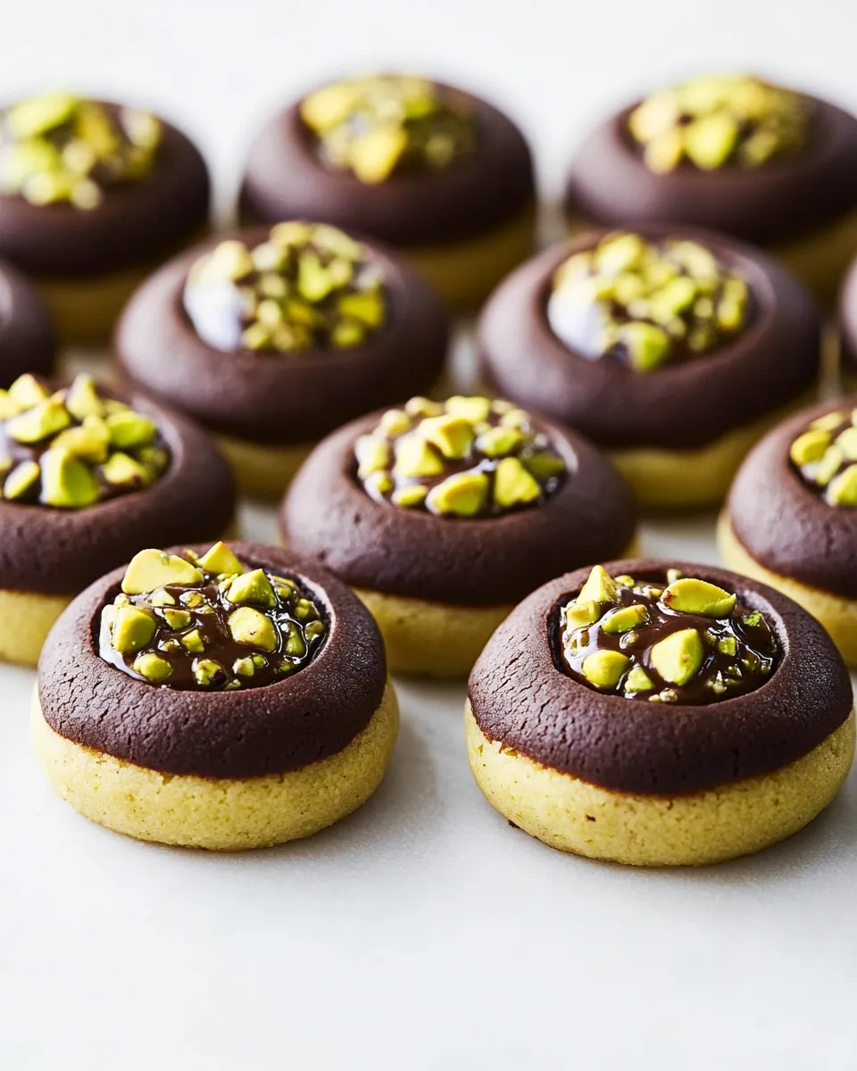 Easy Chocolate Pistachio Cream Thumbprints recipe image