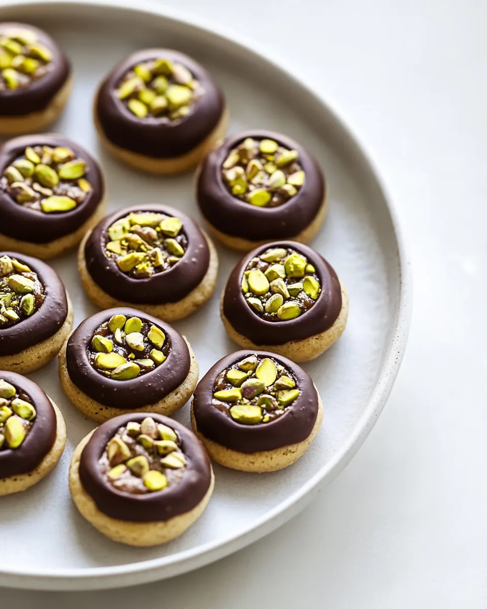 Delicious Chocolate Pistachio Cream Thumbprints food shot