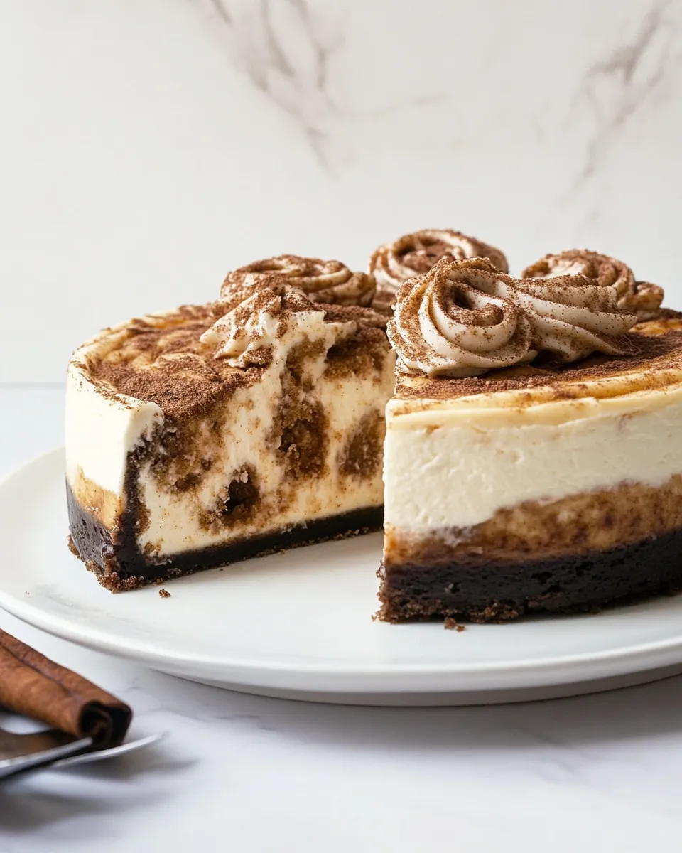 Easy Cinnamon Roll Cheesecake food shot