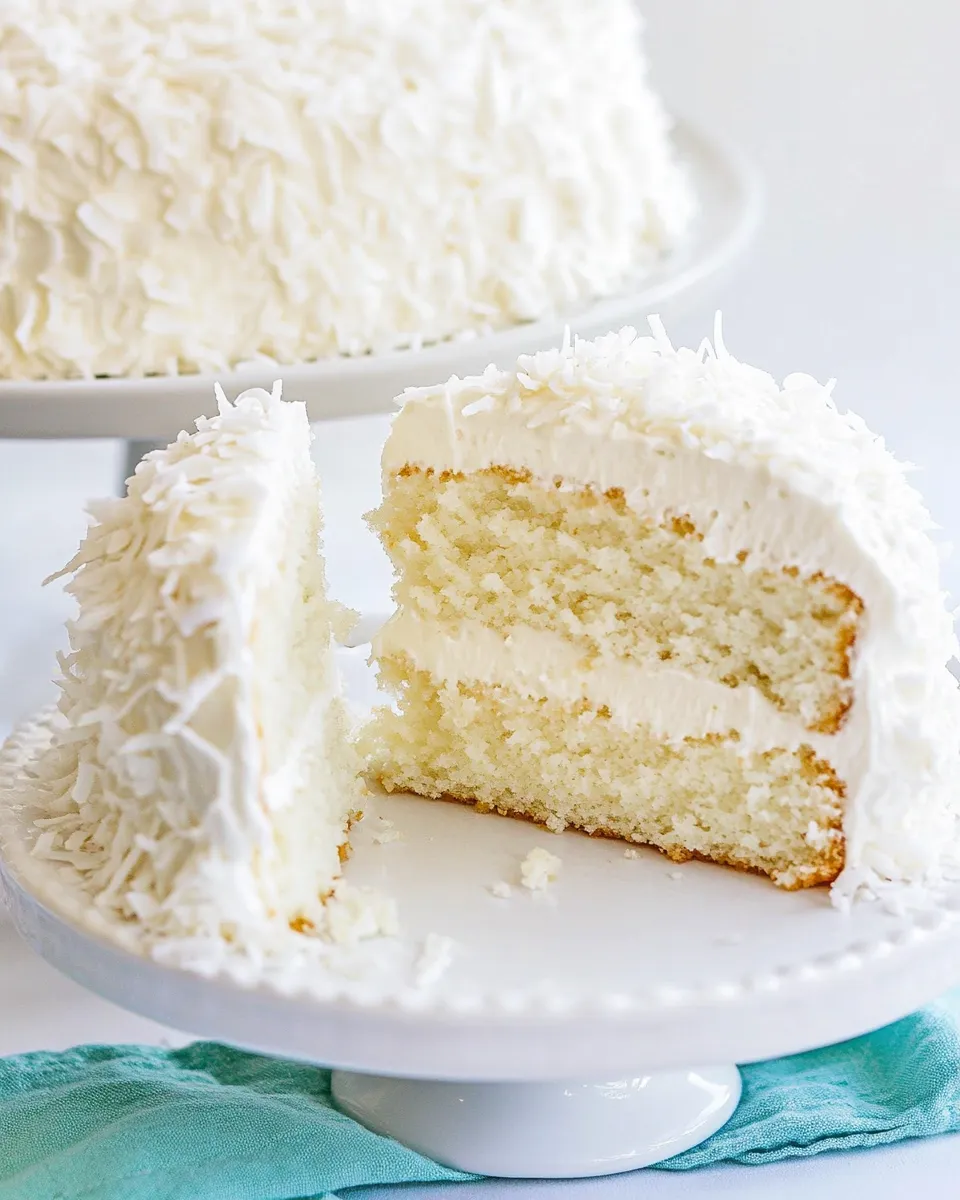 Homemade Coconut Cake with Coconut Meringue Buttercream Frosting photo