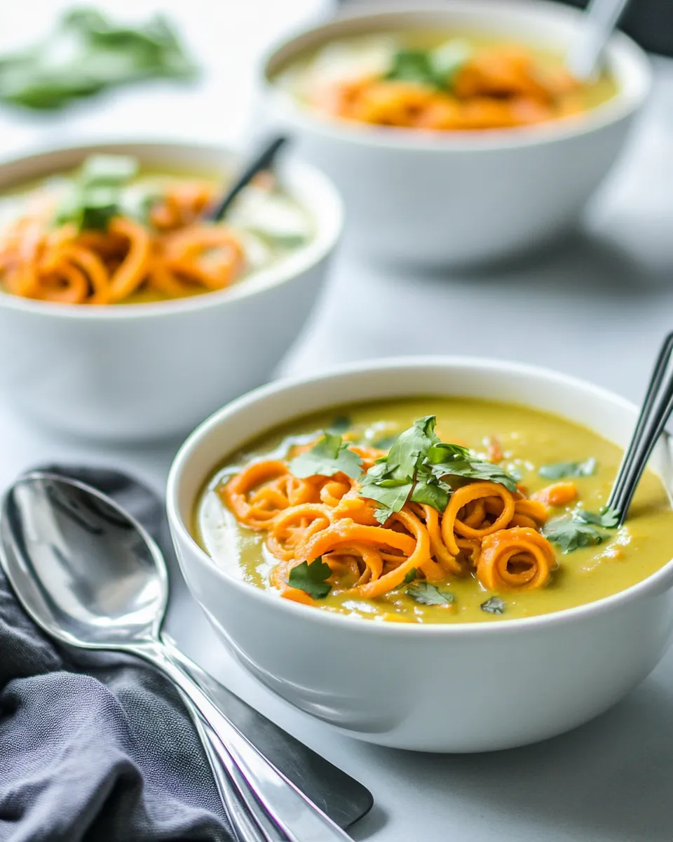 Homemade Coconut Curry Soup With Sweet Potato Noodles photo