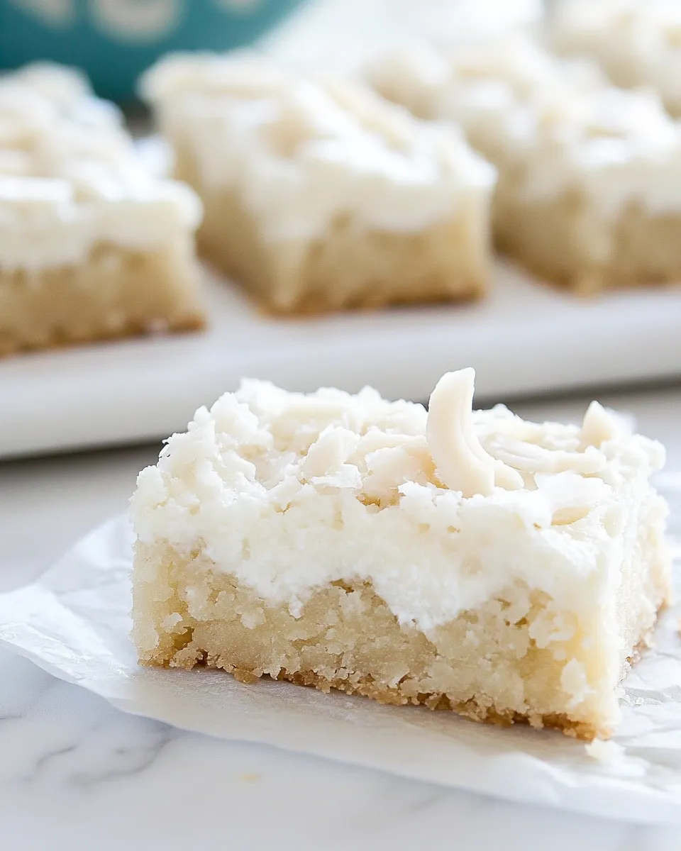 Easy Coconut Sugar Cookie Bars food shot