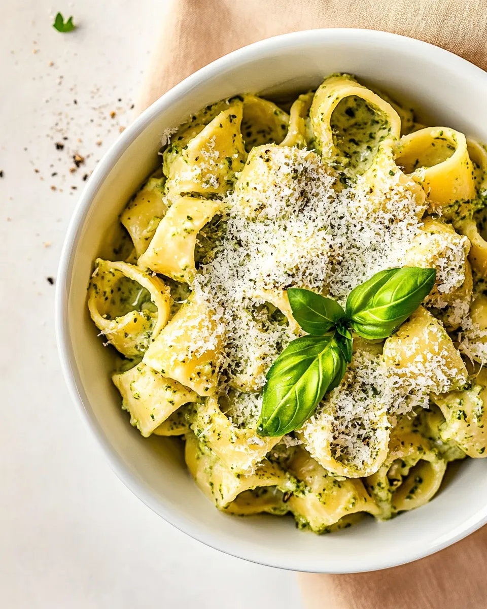 Delicious Cottage Cheese Creamy Pesto Pasta shot