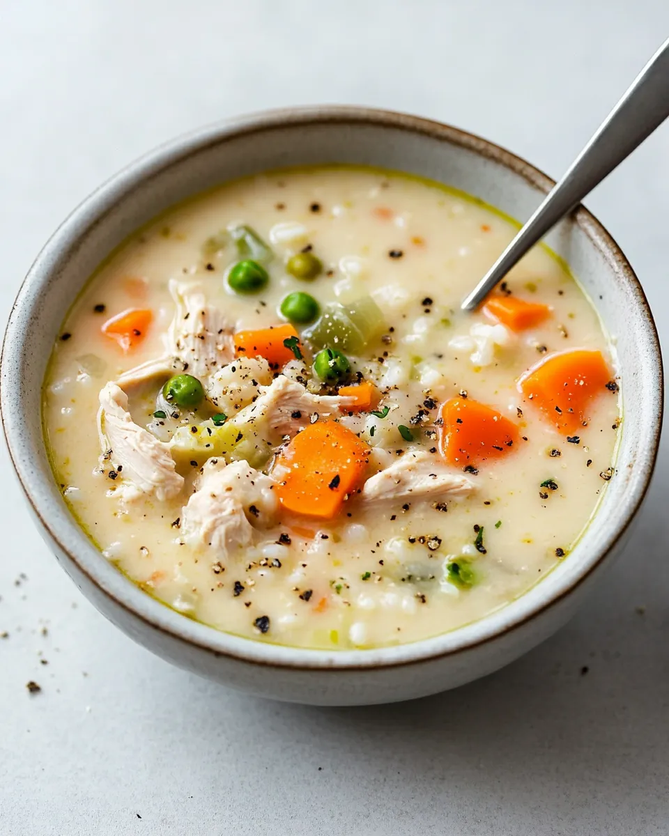 Classic Cream of Chicken and Rice Soup Crock Pot Recipe image