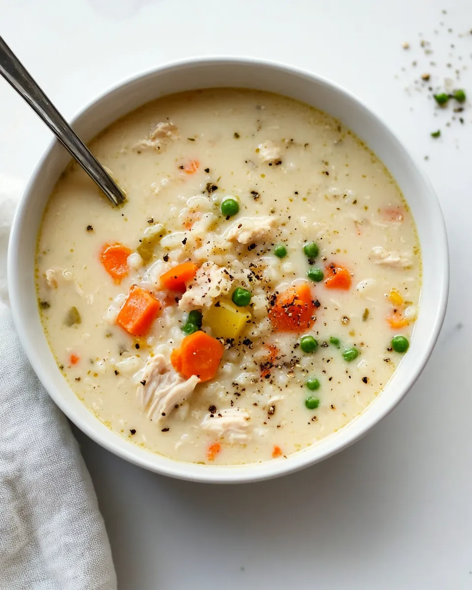 Easy Cream of Chicken and Rice Soup Crock Pot Recipe shot