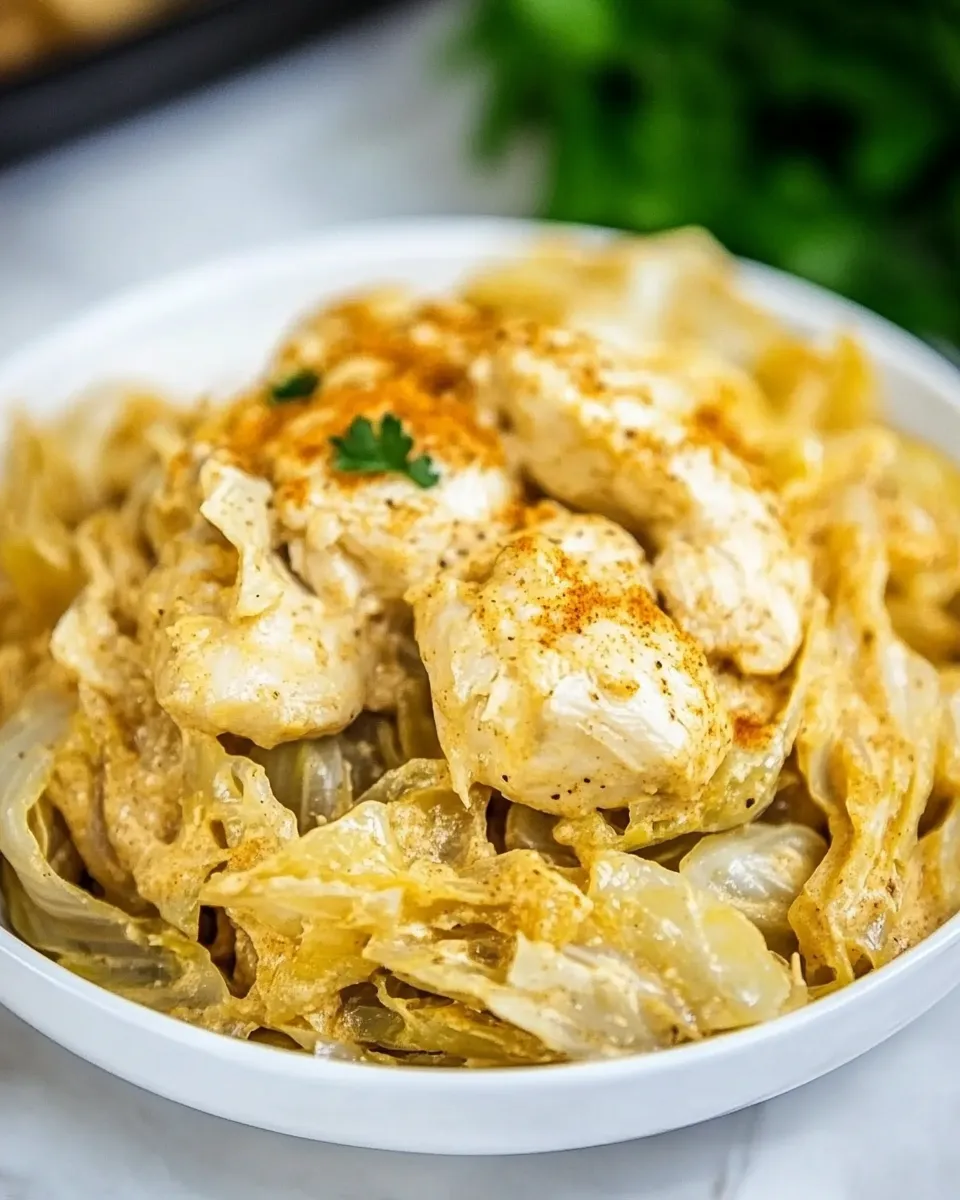 Delicious Creamy Cabbage and Chicken shot