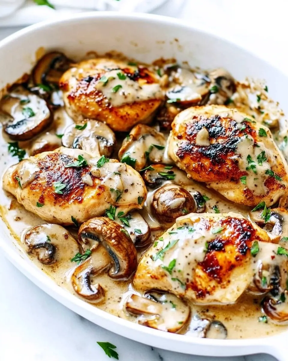 Classic Creamy Garlic Mushroom Chicken dish photo