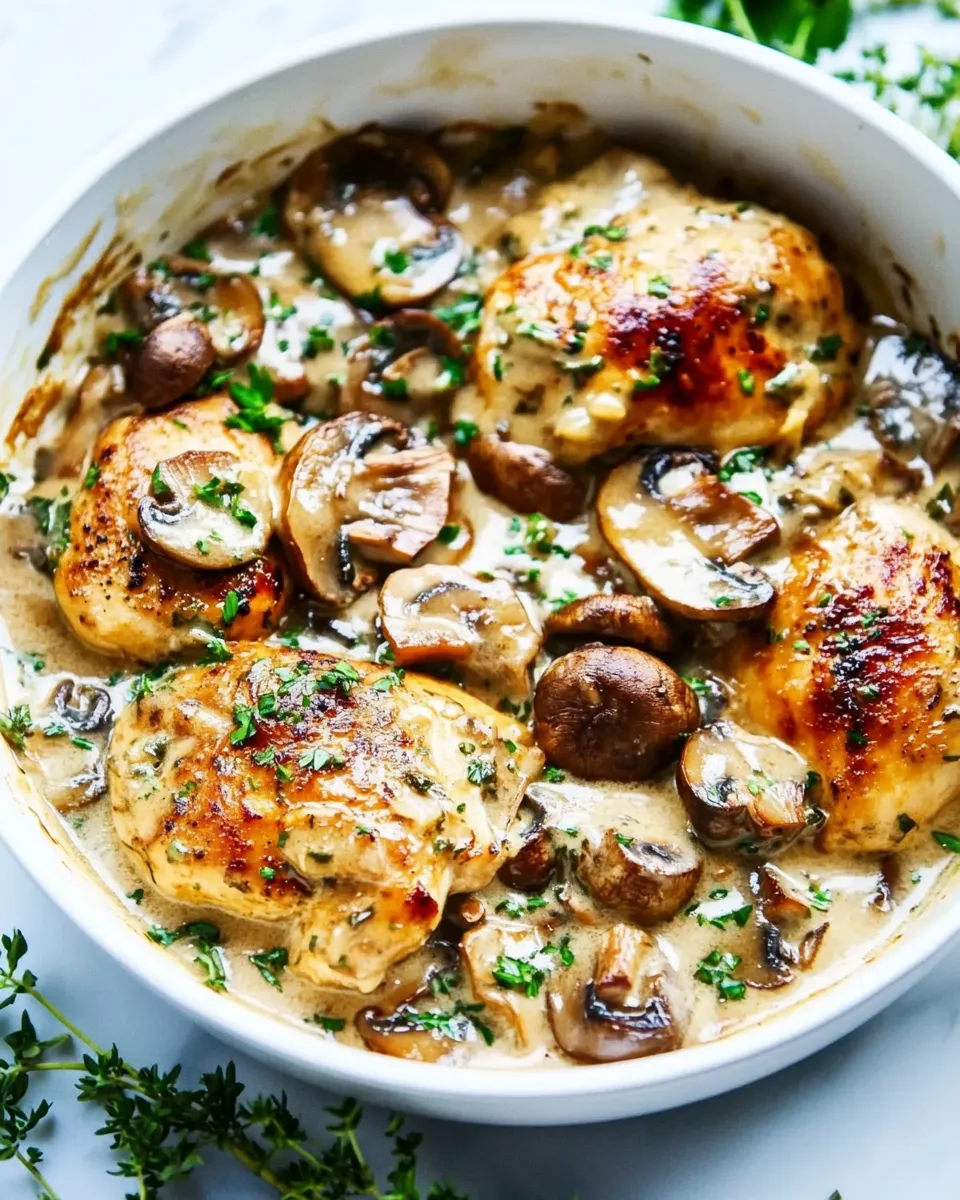 Easy Creamy Garlic Mushroom Chicken food shot