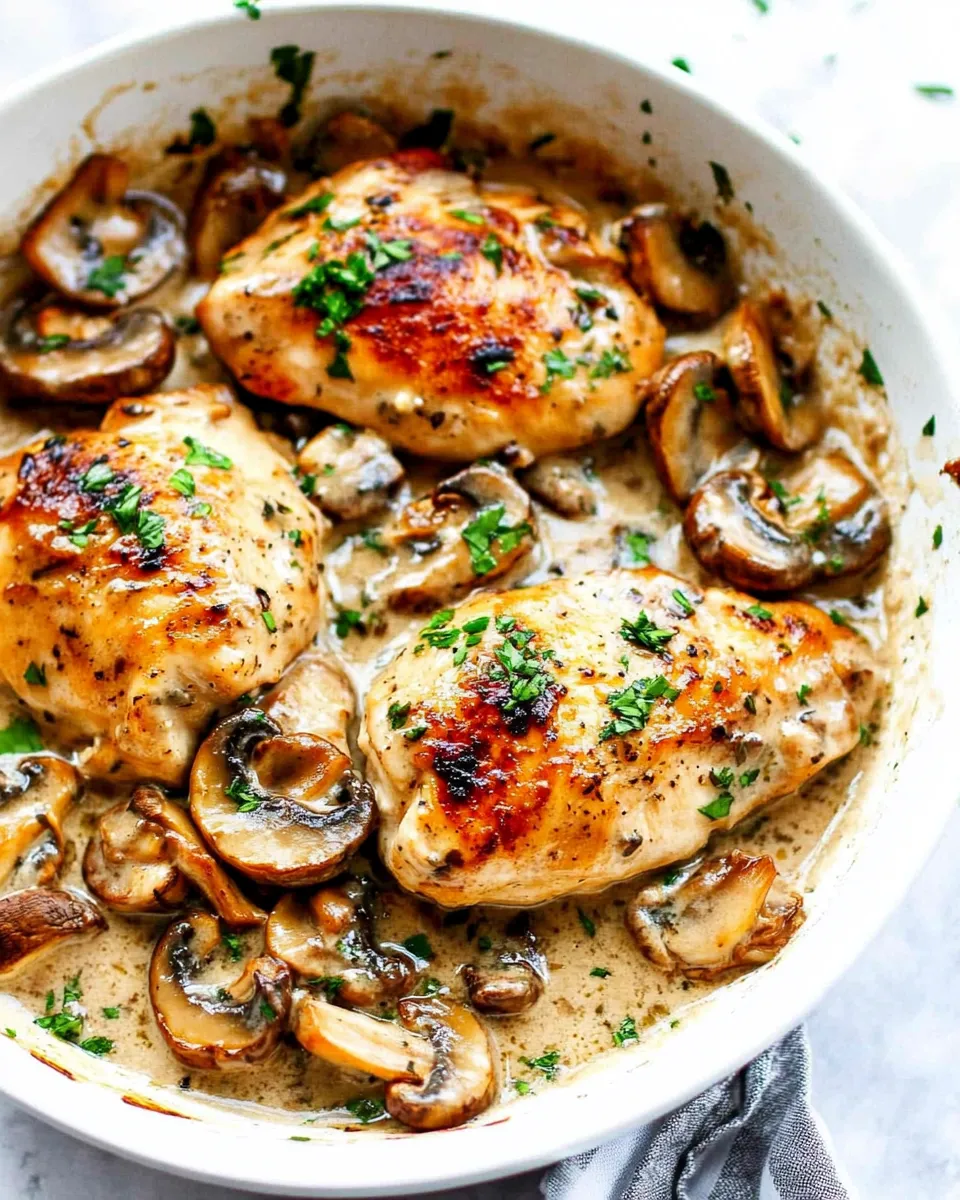 Delicious Creamy Garlic Mushroom Chicken image