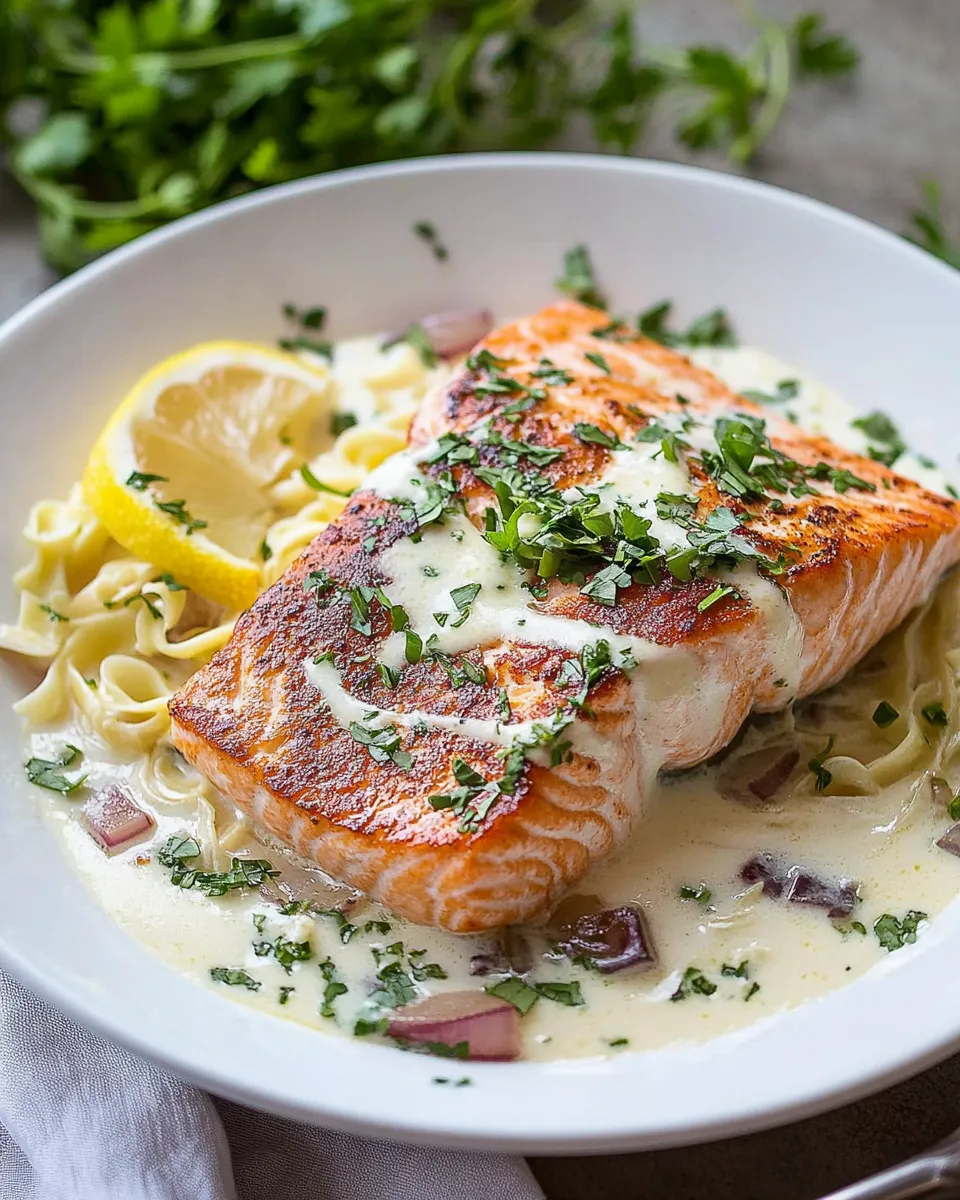 Homemade Creamy Salmon Piccata photo