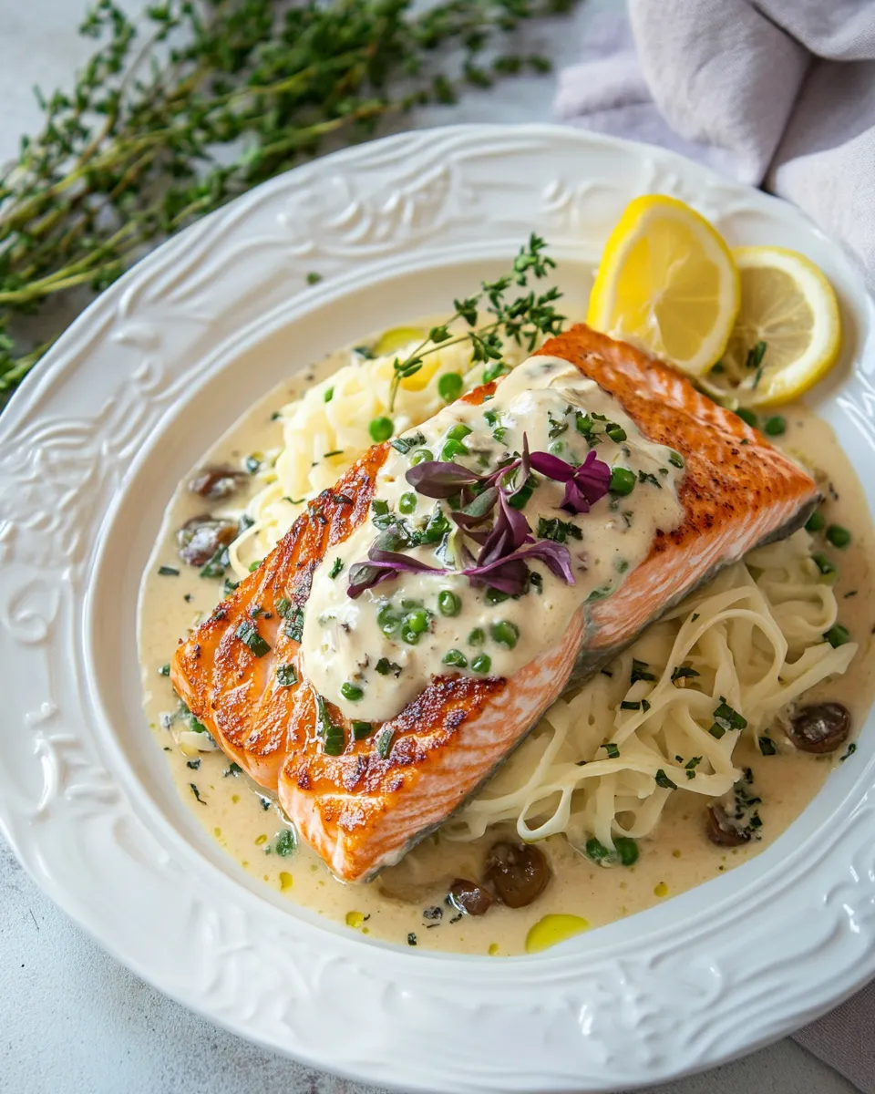 Easy Creamy Salmon Piccata dish photo