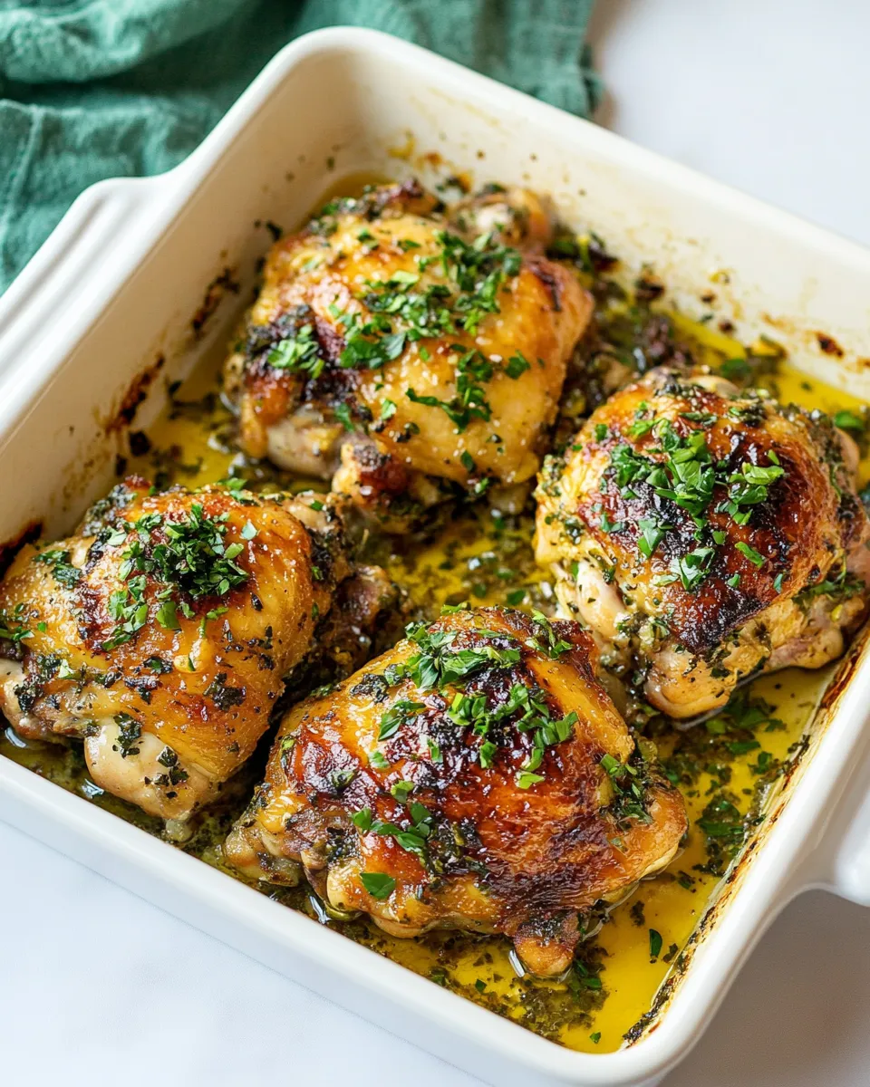 Easy Crispy Garlic Butter Baked Chicken Thighs recipe image