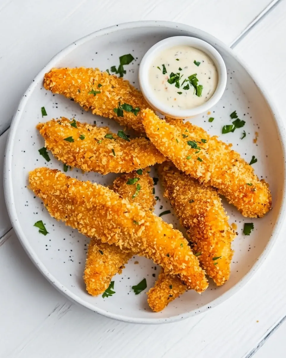 Delicious Crispy Oven Fried Chicken Tenders plate image
