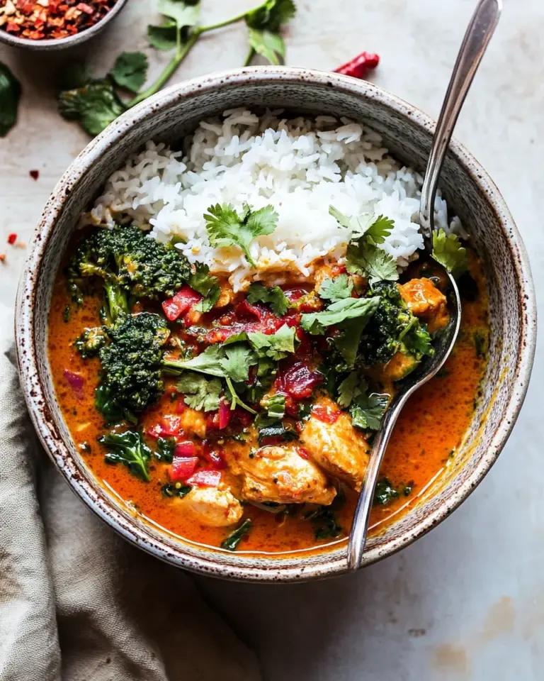 Delicious Crockpot Thai Broccoli Rabe Chicken Curry. dish image