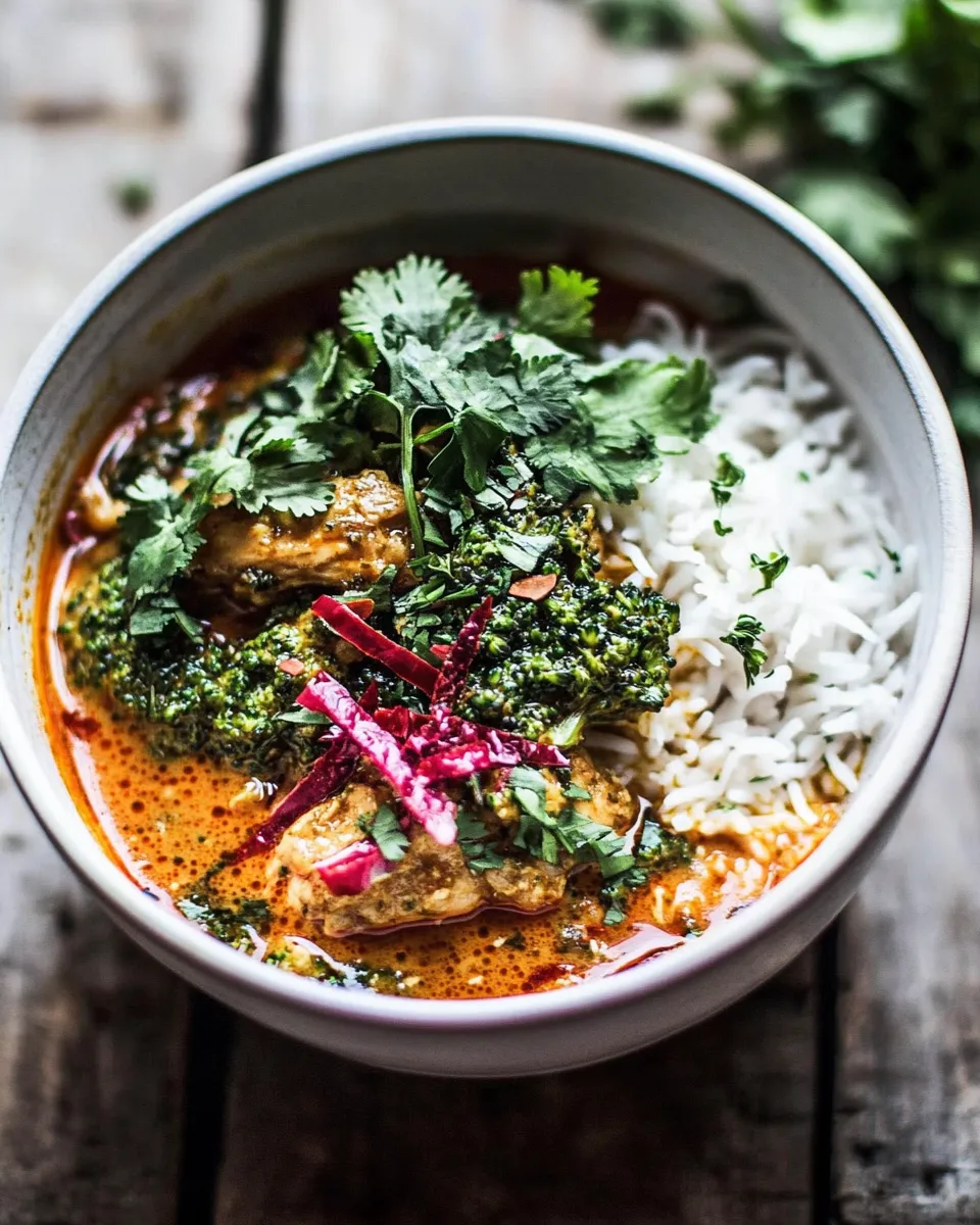 Classic Crockpot Thai Broccoli Rabe Chicken Curry. recipe image