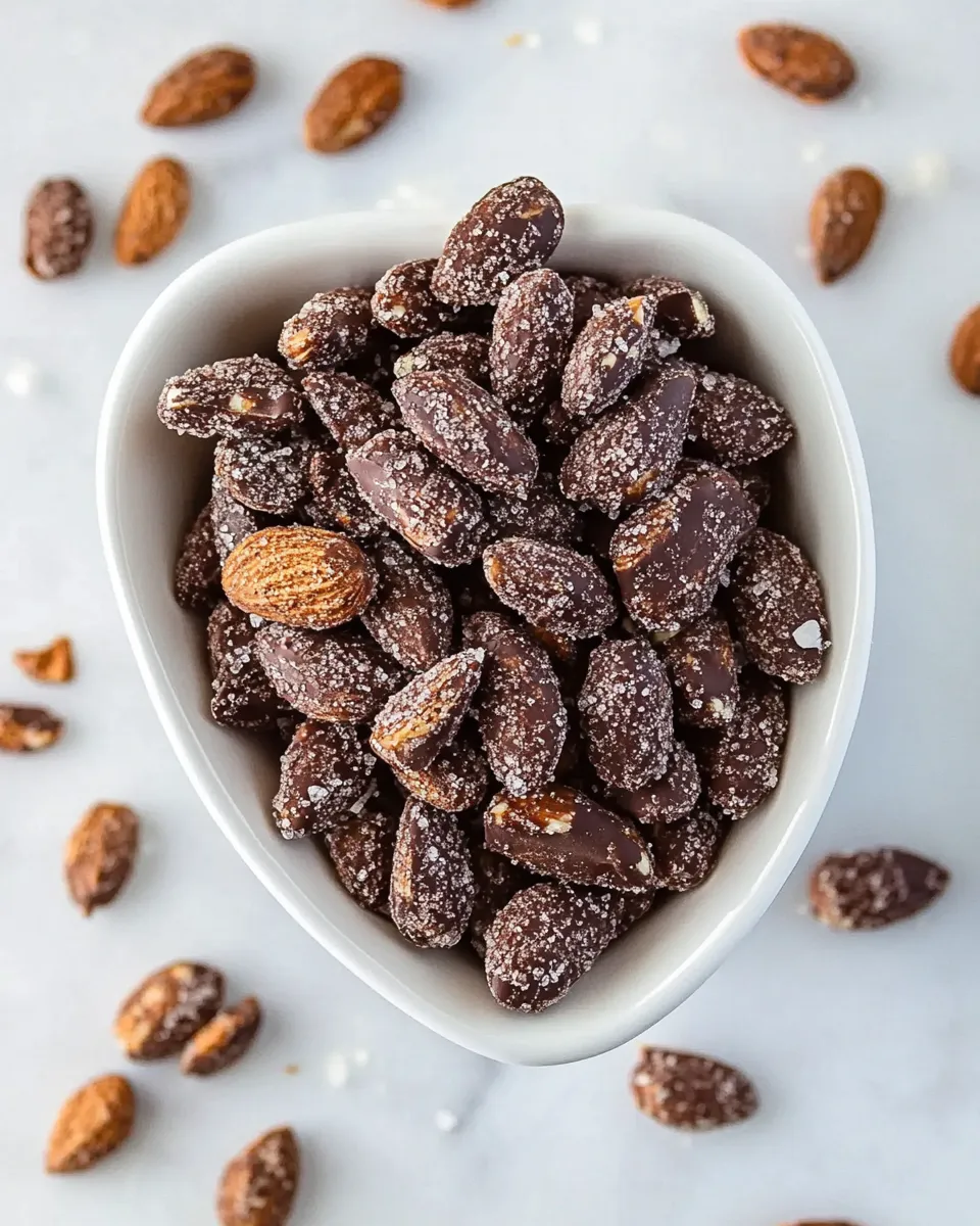 Homemade Dark Chocolate Almonds with Sea Salt and Turbinado Sugar (Trader Joes Copycat!) photo