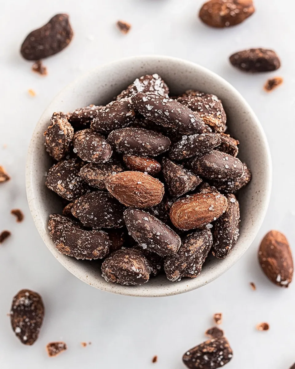 Easy Dark Chocolate Almonds with Sea Salt and Turbinado Sugar (Trader Joes Copycat!) recipe photo