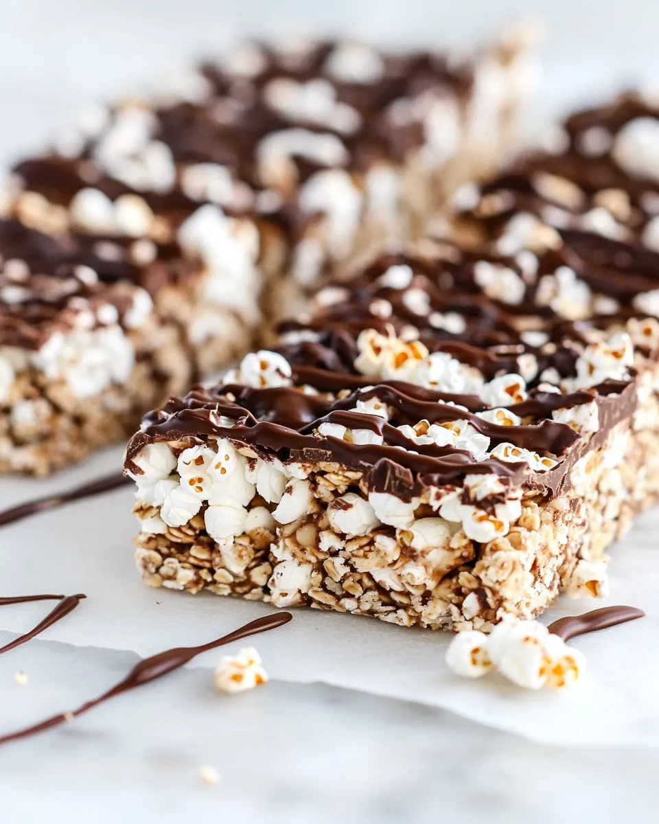 Delicious Dark Chocolate Cappuccino Popcorn Granola Bars food shot