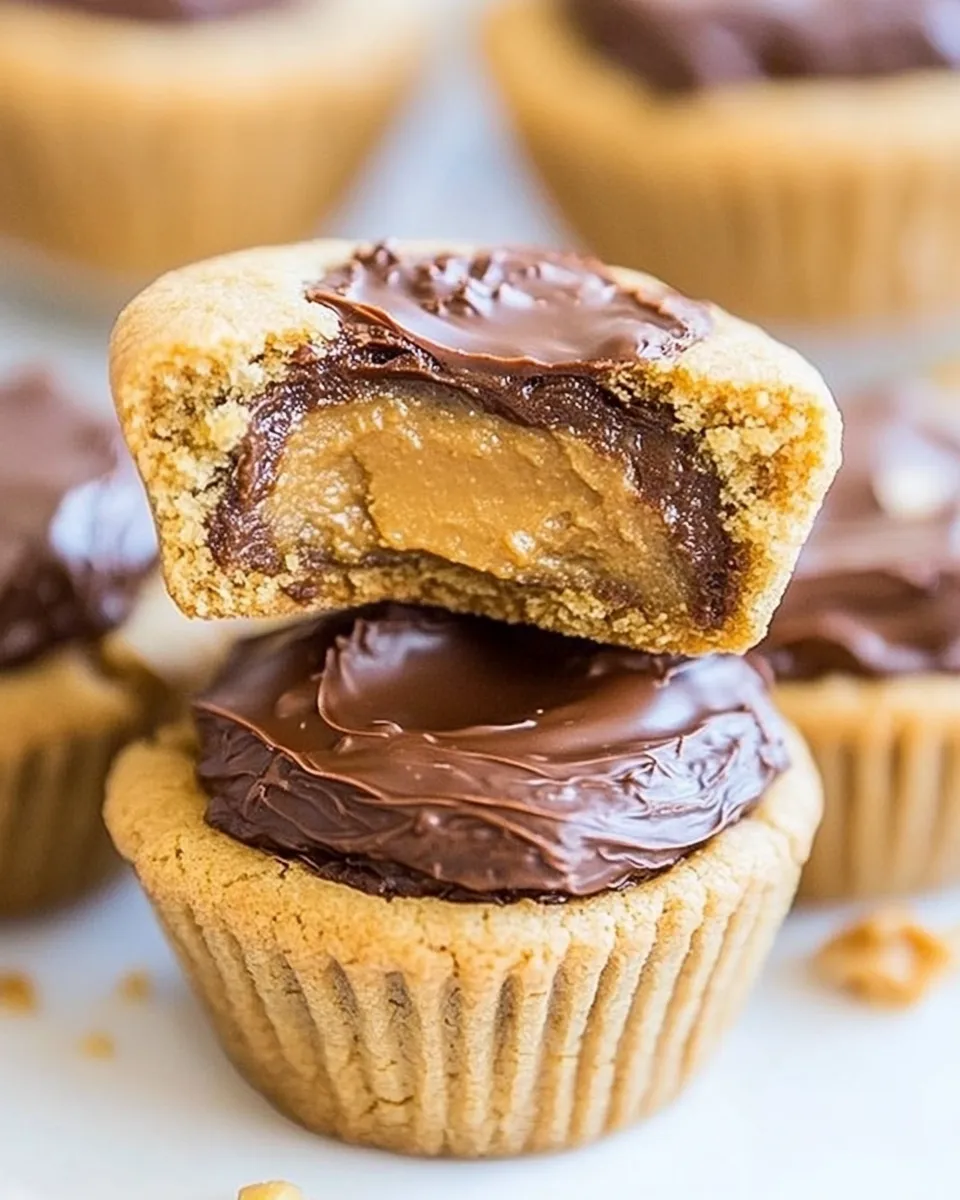 Easy Dark Chocolate Peanut Butter-Stuffed Peanut Butter Cookie Cups recipe photo