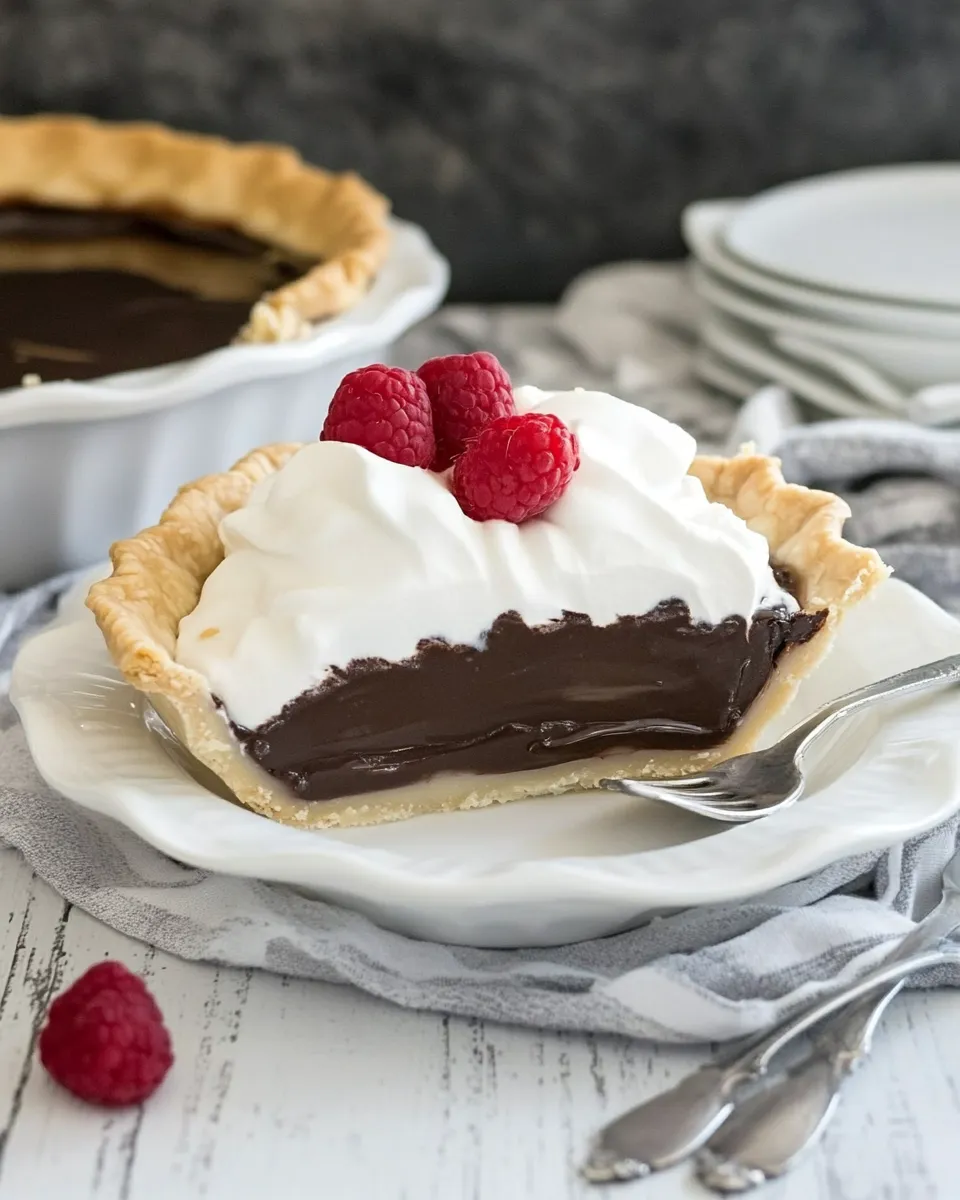 Easy Dark Chocolate Satin Pie food shot