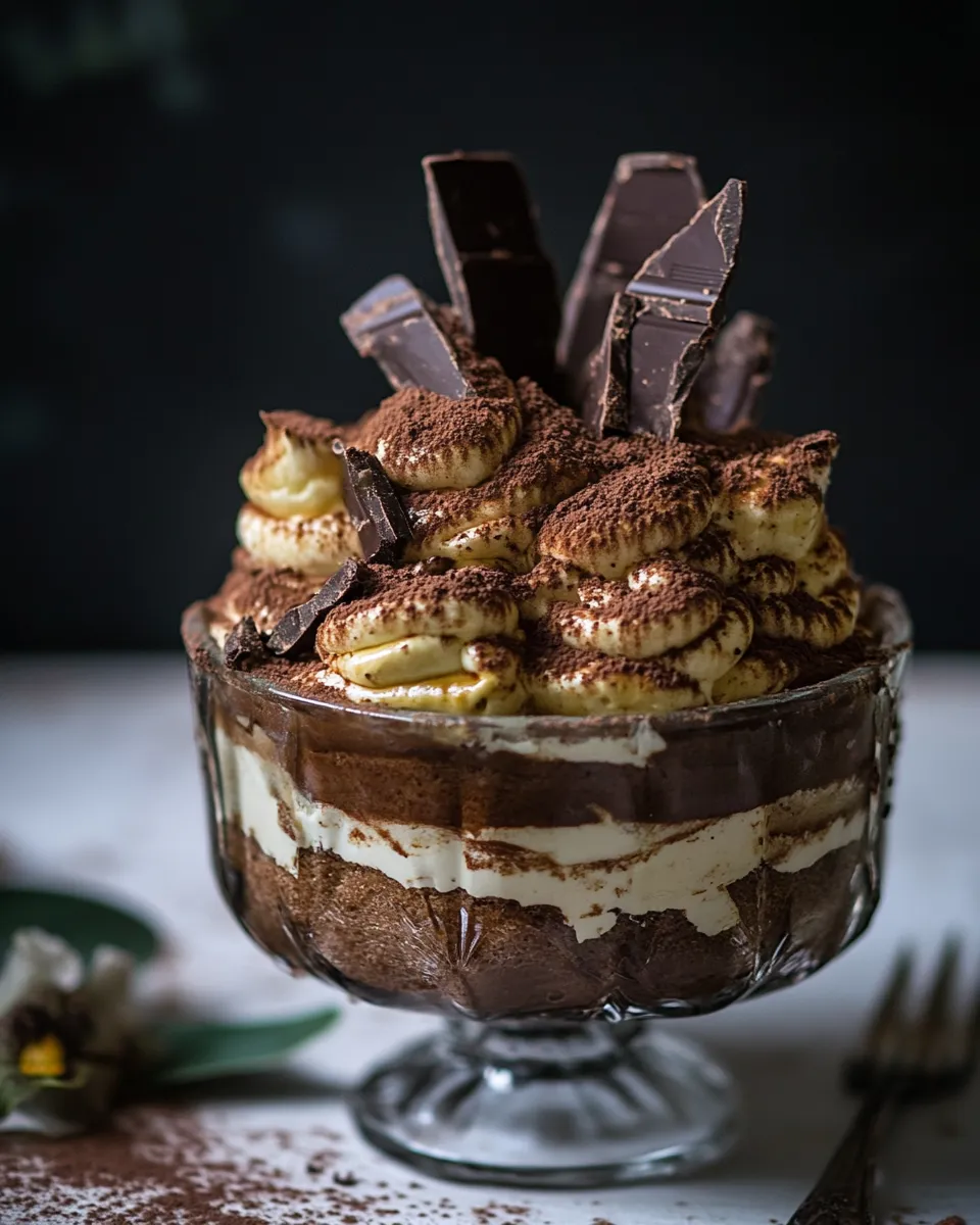 Savory Double Chocolate Hawaiian Tiramisu. food shot