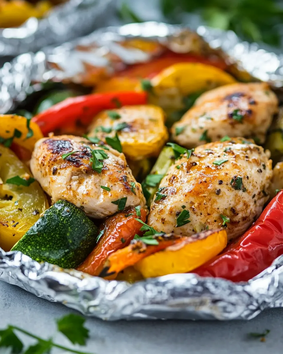 Classic Easy Baked Italian Chicken and Veggie Foil Packets image