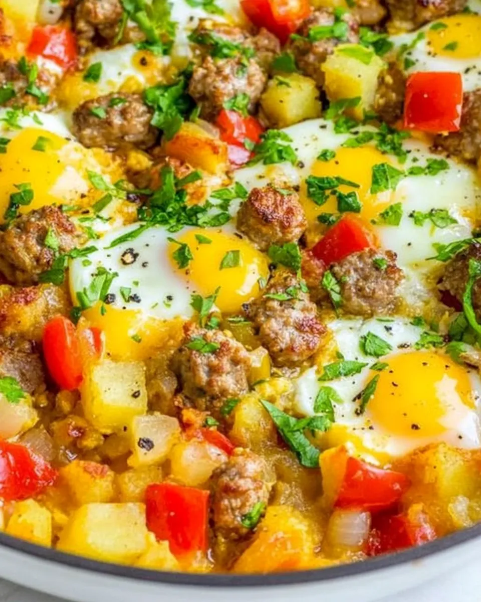 Classic Easy Eggs, Sausage, and Hash Browns Skillet image
