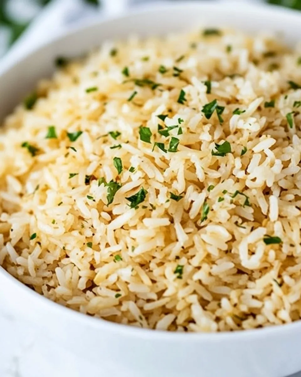 Quick Easy Garlic Rice Pilaf food shot