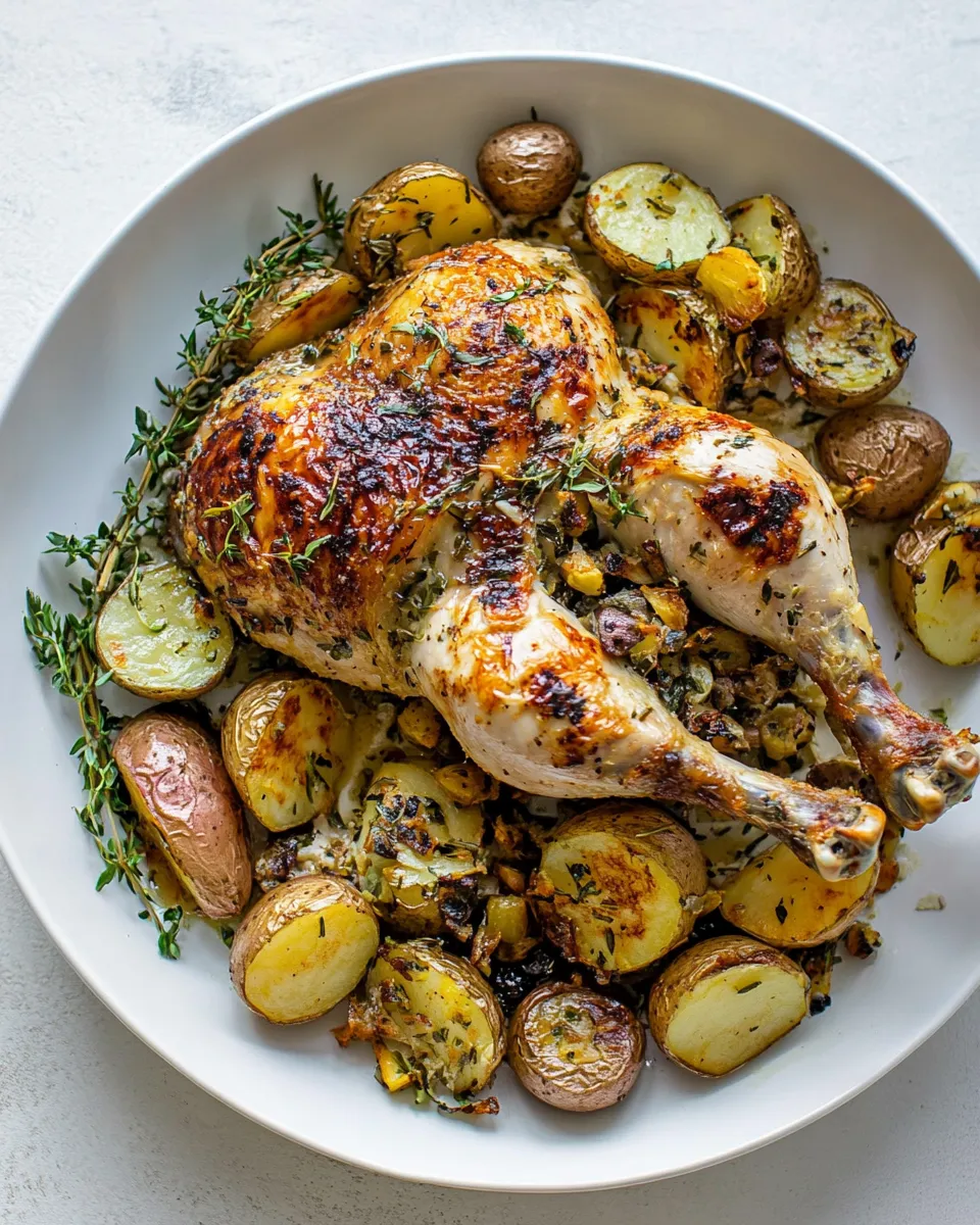 Homemade Easy Spatchcock Chicken and Potatoes photo