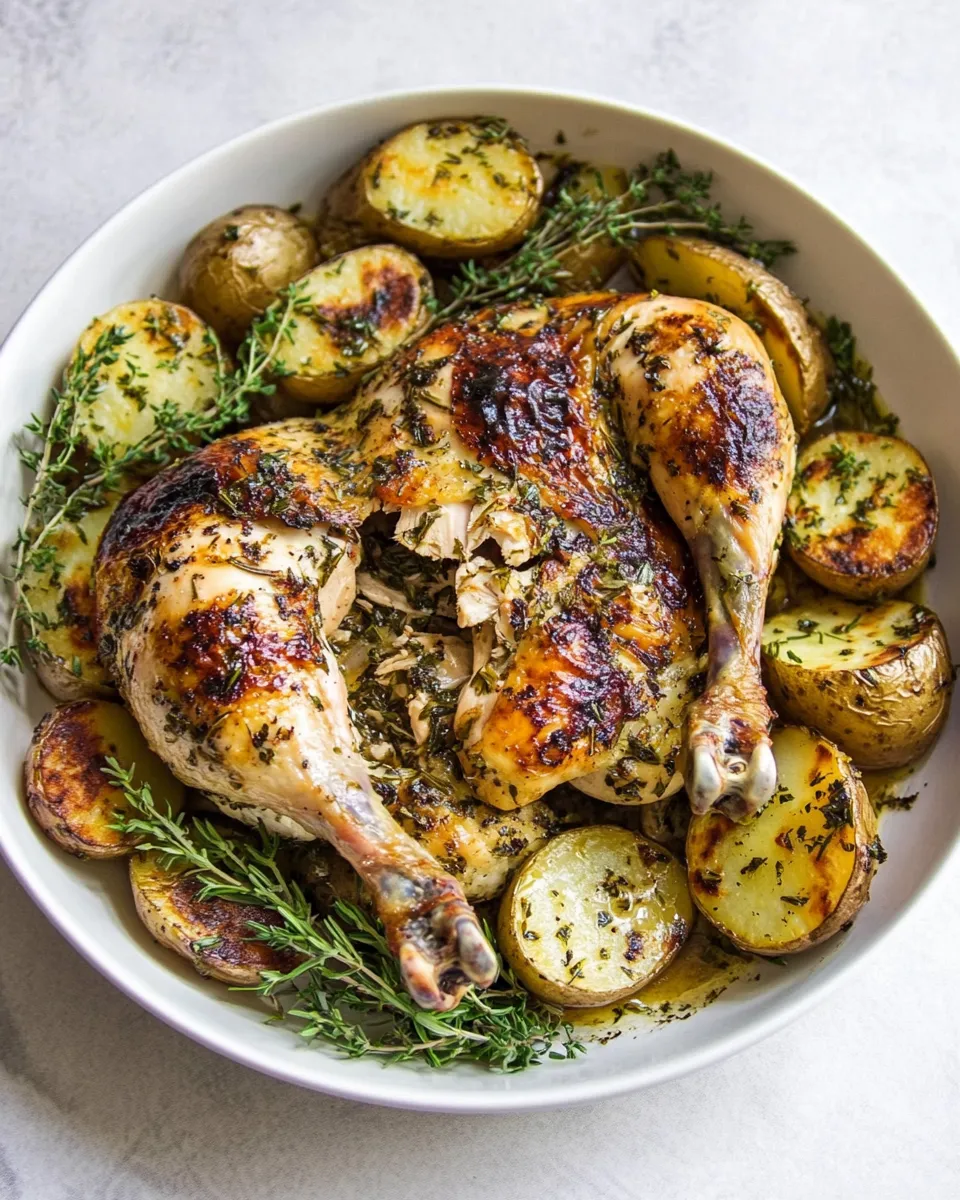 Delicious Easy Spatchcock Chicken and Potatoes recipe photo