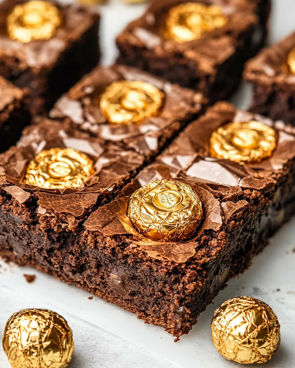 Easy Ferrero Rocher Brownies food shot