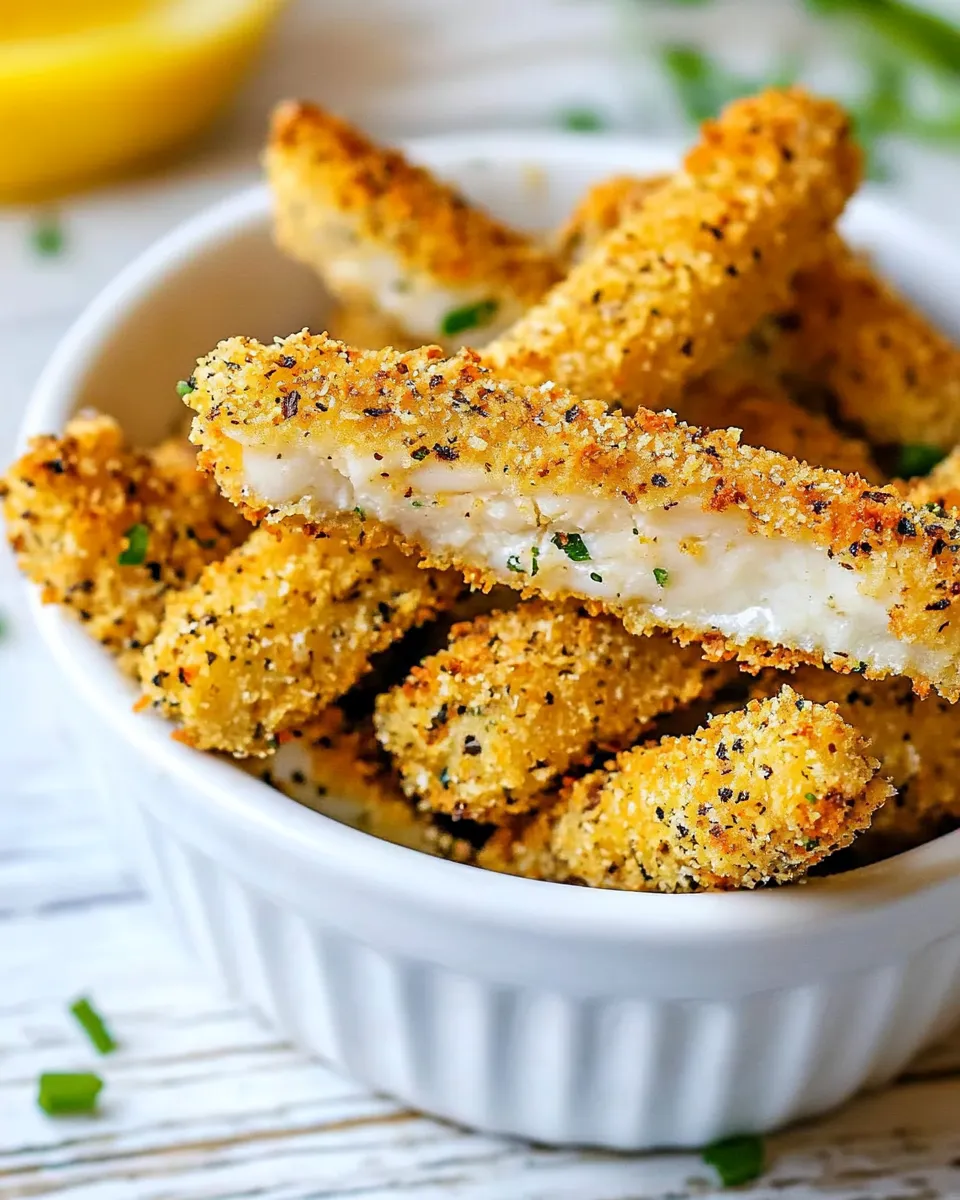 Delicious Fish Sticks (Crispy Oven, Air Fryer or Fried) food shot